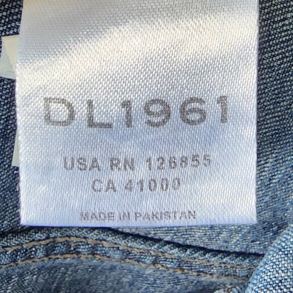 DL1961 Girls' Manning Denim Jacket Frayed Bottom Hem - Big Kid Size Medium - Picture 7 of 8